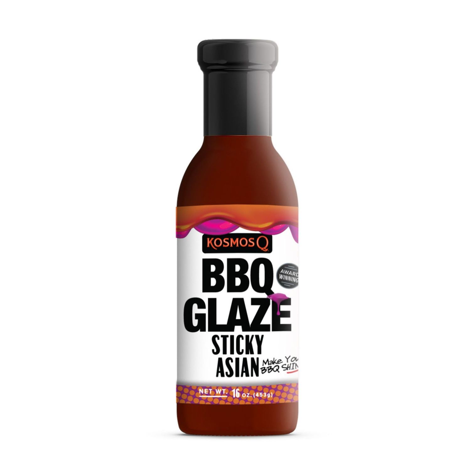 Kosmos Q Sticky Asian BBQ Glaze - 15.5 Oz Bottle for Sticky &amp; Flavorful Barbecue - Thick BBQ Glaze for Competition Ready Mouth-Watering Meat Sticky Asian