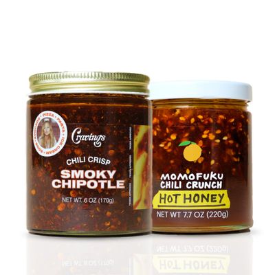 Cravings by Chrissy Teigen Chili Sauce Duo, Smoky Chipotle Chilli Crisp and Momofuku Hot Honey Chili Crunch, 13.7 oz 2 Pack