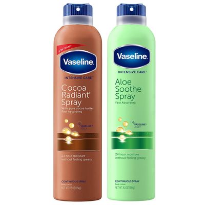 Vaseline Cocoa Radiant Spray Aloe Soothe Spray Variety 2-Pack - Non-Greasy, Fast-Absorbing All-Over Moisturizer for Dry Skin, 6.5 Oz Ea