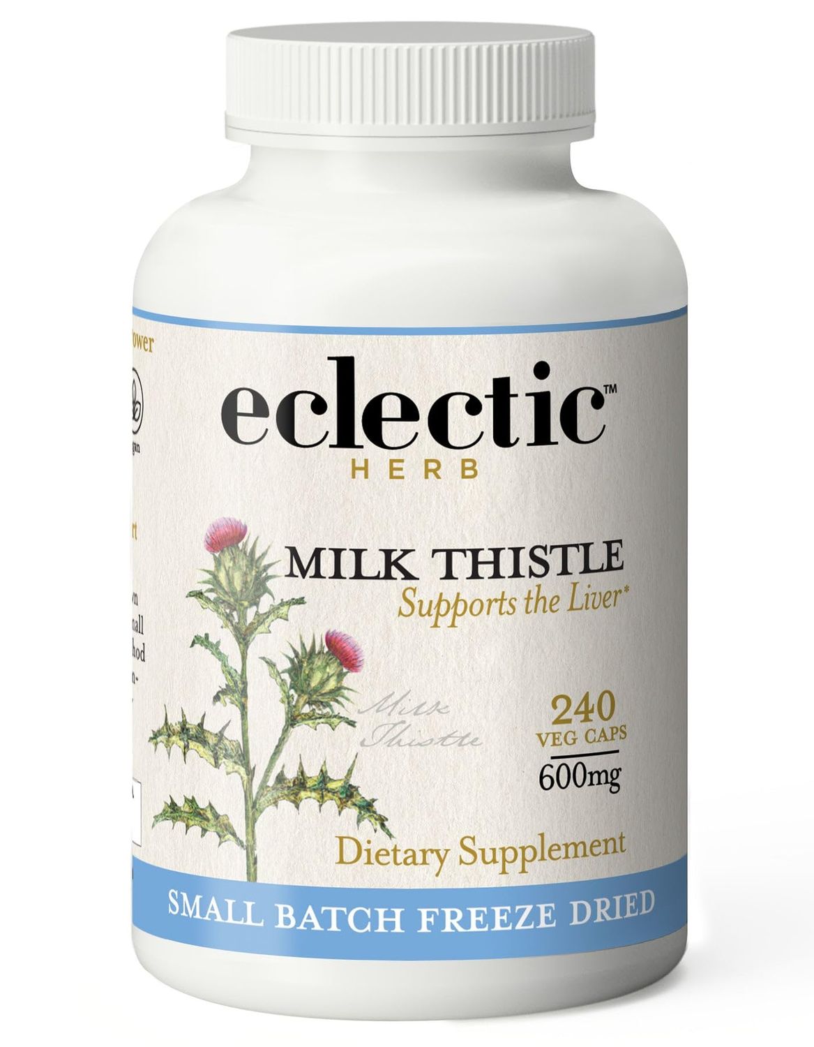 Eclectic Institute Raw Freeze-Dried Non-GMO Milk Thistle with Silymarin for Liver Support - Detox, Cleanse &amp; Maintain 240 CT