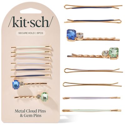Kitsch Gem Bobby Pins for Women - Stylish Rhinestone Hair Accessories Elegant Hair Pins Decorative for Styling Bobby Pin Set - Garden Bouquet, 8pcs