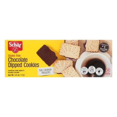 Schar Gluten Free Chocolate Dipped Cookies, 5.3 oz. Pack of 12