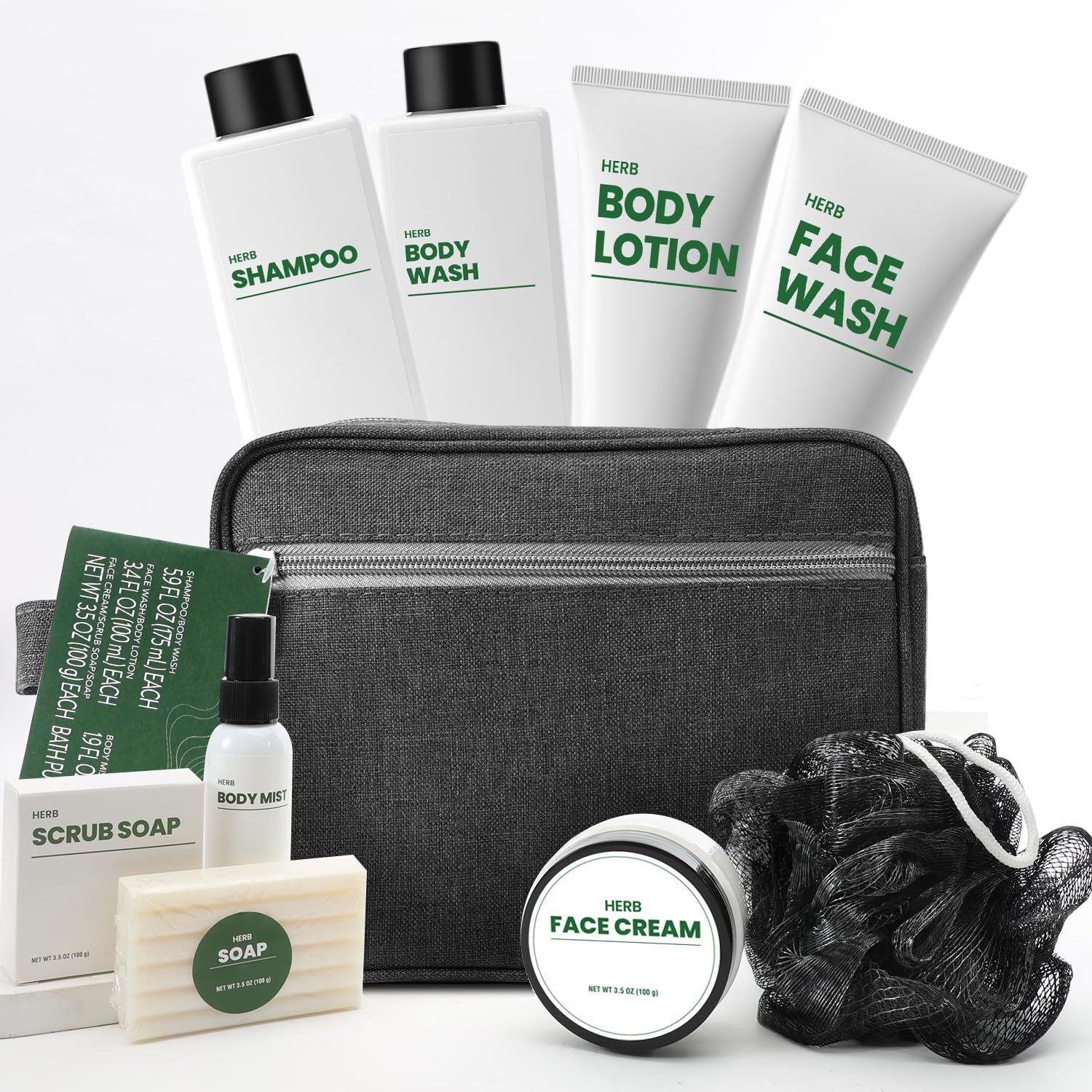Bath Gifts for Men, 10 Pcs Herbal Mens Spa Set, Bath and Body Gift Basket Includes Shower Gel, Face Wash, Face Cream &amp; More, Fathers Day Gifts for Him