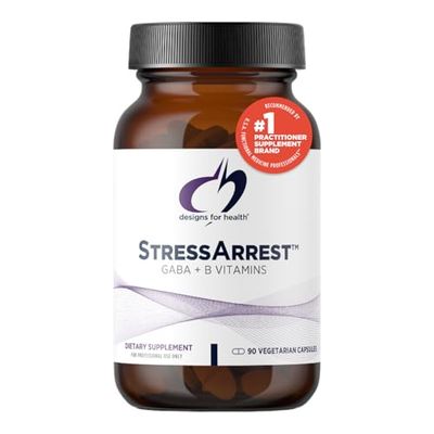 Designs for Health StressArrest - 300mg GABA with Glycine, Pantothenic Acid Niacinamide Vitamin B3 to Promote a Calm Stress Response - Non-GMO Gluten Free Supplement 90 Capsules