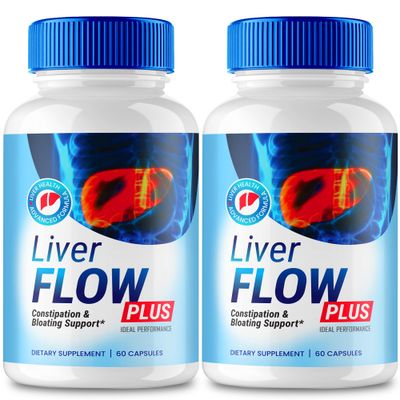 Liver Flow Plus Capsules, LiverFlow Pills Gut Health Formula Supplement - Maximum Strength, All Natural Pills Overall Health &amp; Wellness, Liver FlowPlus Probiotics, LiverFlowPlus Reviews 2 Pack