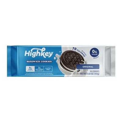 HighKey Original Sandwich Cookies, Low Calorie, Sugar Free, 3.63 Ounces Pack Of 9