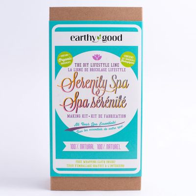 Earthy Good: Serenity Spa Making Kit -DIY Beauty Craft For Adults, Organic Ingredients, French Clay, Furoshiki Cloth, Essential Oils, Women &amp; Families