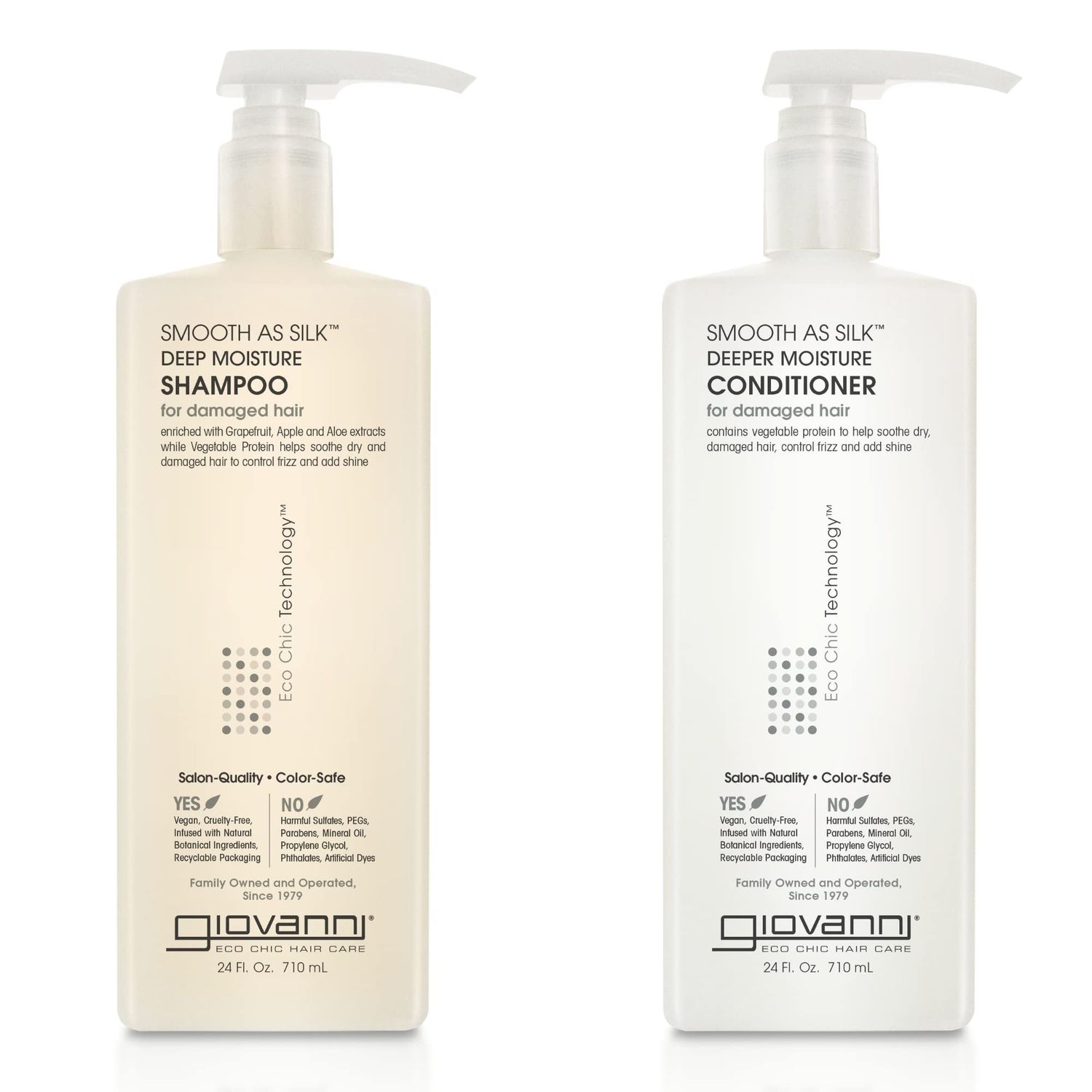 GIOVANNI HAIR CARE PRODUCTS Giovanni Smooth as Silk Deeper Moisture Shampoo &amp; Conditioner Set, 24 Oz. Calms Frizz, Detangles, Wash &amp; Go, Co Wash, No Parabens, Color Safe, 24 fluid_ounces