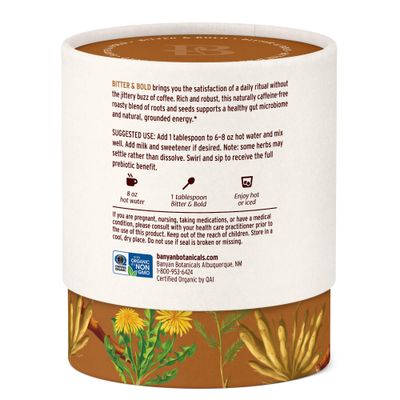 Banyan Botanicals Bitter &amp; Bold - Organic Caffeine-Free Herbal Coffee Alternative - Milk Thistle, Chicory, and Dandelion Coffee Alternative - 3.5 oz, 16 servings - Fair for Life, Non-GMO, Vegan
