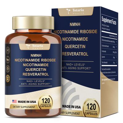 Totaria NMNH Dihydronicotinamide Mononucleotide, NMNH Supplement with Nicotinamide Riboside, Resveratrol, and Quercetin, Supports Brain and Cellular Health - 120 Capsules