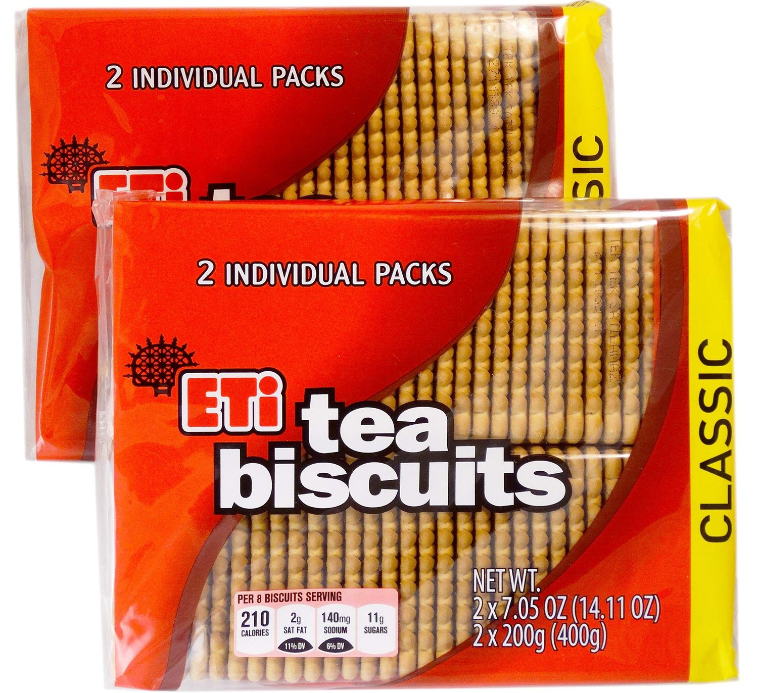Eti Tea Biscuits 2 x 2 packs 4 Individually Wrapped Sleeves, 800gr, 28.2 ounces total