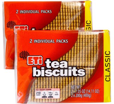 Eti Tea Biscuits 2 x 2 packs 4 Individually Wrapped Sleeves, 800gr, 28.2 ounces total