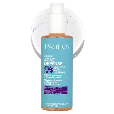 Pacifica Acne Defense Face Wash - Deep Pore Purifying Face Cleanser - w 2 Salicylic Acid, Pore Reducing Niacinamide &amp; Inflammation Reducing Cucumber - for Sensitive Skin Vegan Dermatologist Tested