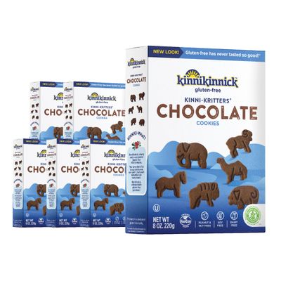 Kinnikinnick - KinniKritters Chocolate Animal Cookies - Gluten Free, Allergy Friendly Vegan Animal Crackers - 8 oz. Box - 6 pack