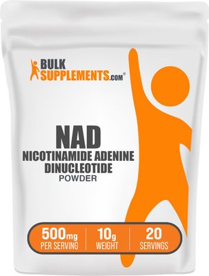 BulkSupplements.com NAD Powder - Nicotinamide Adenine Dinucleotide, NAD Supplement 500mg - for Energy Support, Pure &amp; Gluten Free, 500mg per Serving, 10g 0.35 oz Pack of 1
