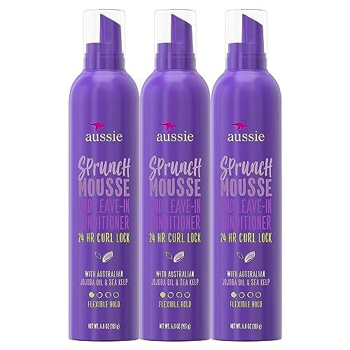 Aussie Sprunch Mousse 24 Hour Curl Lock, Flexible Hold 6.80 oz Pack of 3