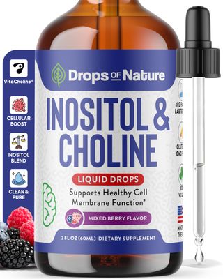 Inositol &amp; Choline Liquid Drops - Vegan, Non-GMO, Easy-to-Take - Enhanced Absorption Inositol Supplement - Prenatal Vitamins for Women - Supports Cellular Health &amp; Overall Wellness Mixed Berry, 60ml