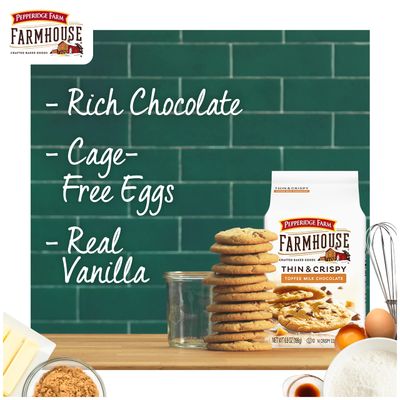 Pepperidge Farm Farmhouse Thin &amp; Crispy Toffee Milk Chocolate Cookies, 6.9 Ounce Bag