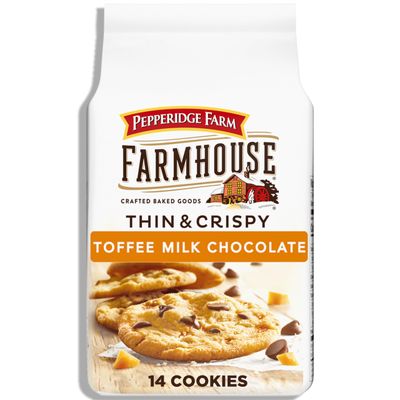Pepperidge Farm Farmhouse Thin &amp; Crispy Toffee Milk Chocolate Cookies, 6.9 Ounce Bag
