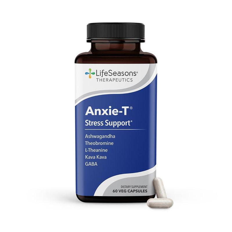 Anxie-T - Stress Relief Supplement - Supports Mood &amp; Mental Focus - Feel Calm and Relaxed - Eases Tension &amp; Nervousness - Ashwagandha, Kava Kava, GABA &amp; L-Theanine - 60 Capsules