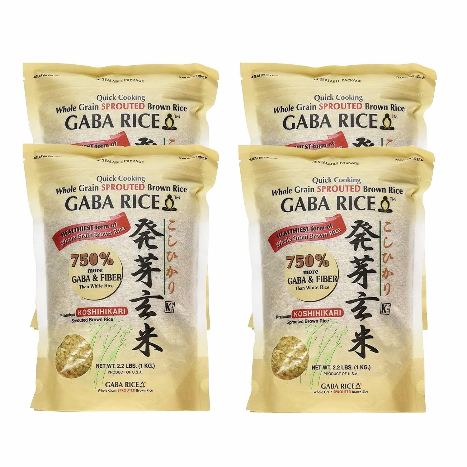 GABA Sprouted Brown Rice 2.2 lbs 4 Packs in Sprout Talk&#39;s Package
