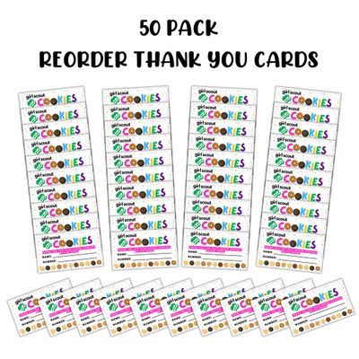 Girl Cookies Reorder Card 50 pk 3.5x2 Thank You For Your Order Name Troop Number Leader Scout Cookie Box Label Tag Sprinkles