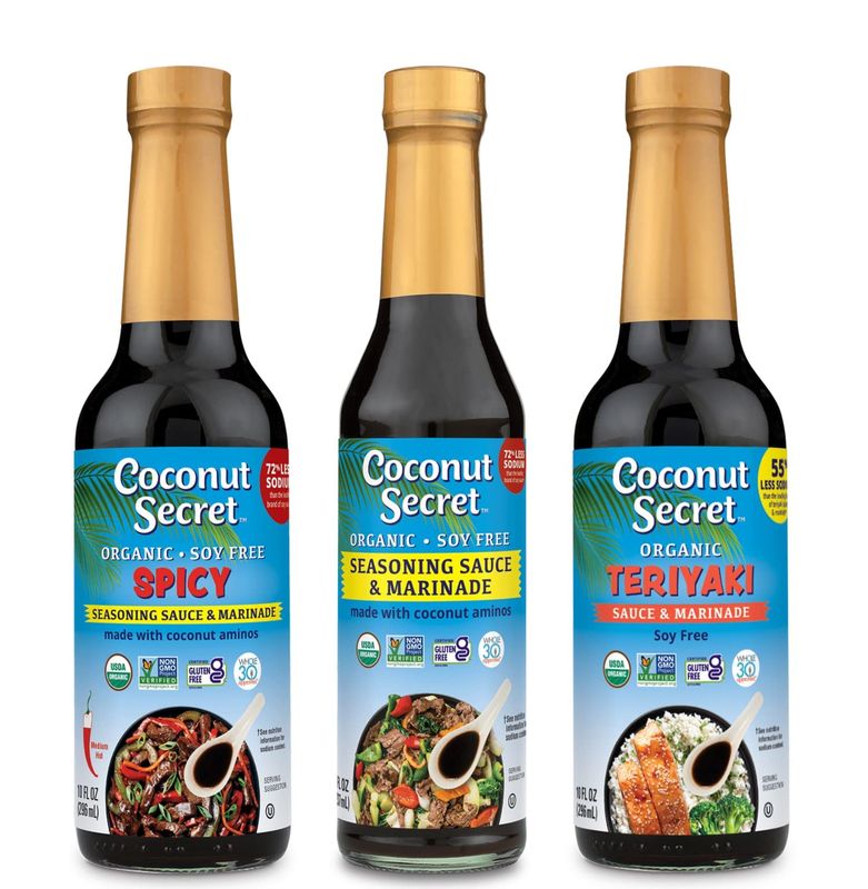 Coconut Secret Organic Coconut Aminos Variety 3 Pack. Soy Free, Low Sodium Coco Liquid Aminos Stir Fry Sauce. Original, Spicy, and Teriyaki Sauce Bundle. USDA Organic, Gluten-Free