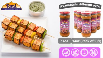 Rani Tikka Curry Vegan Simmer Sauce Creamy Tomato, Onion &amp; Cilantro 14oz 400g Glass Jar Easy to Use Vegan No Colors All Natural NON-GMO Gluten Free Indian Origin