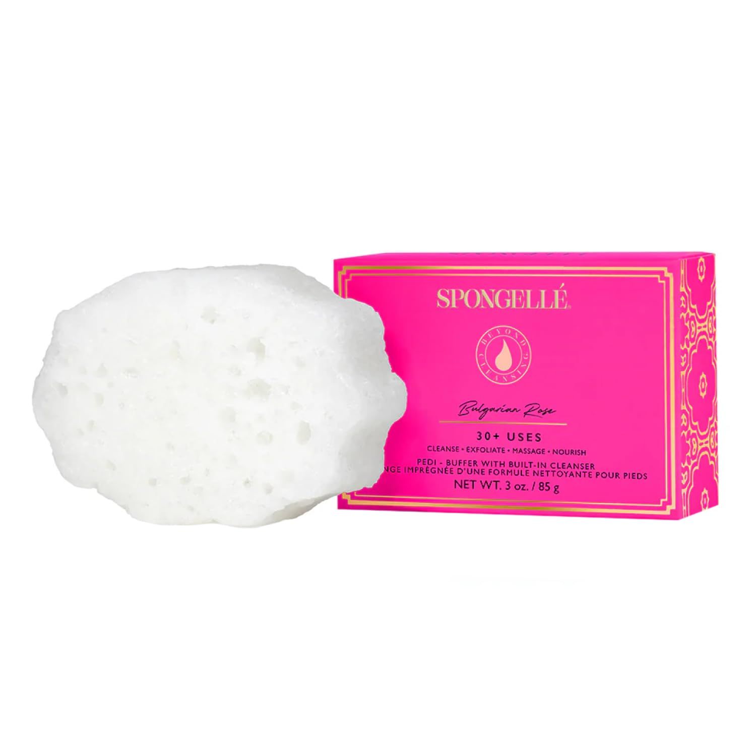 Bulgarian Rose Pedi Buffer - Exfoliating Foot Scrub &amp; Cleanser Softens, Smooths &amp; Hydrates Dry Feet Built-In Body Wash 30 Uses Vegan, Paraben-Free, Cruelty-Free At-Home Pedicure Spa