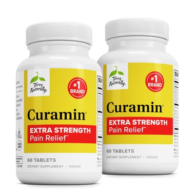 Terry Naturally Curamin Extra Strength - Curcumin &amp; Boswellia for Healthy Circulation Support - Turmeric Supplement to Support Joints, Muscle Health &amp; Endorphin Production - 60 Tablets Pack of 2