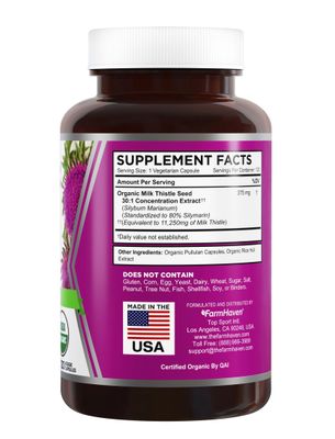 FarmHaven USDA Organic Milk Thistle Capsules 30X Concentrated Seed Extract & 80 Silymarin Standardized - Supports Liver Function and Overall Health Non-GMO 240 Veggie Capsules