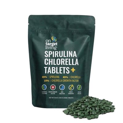 On Target Living Spirulina Chlorella CGF 1000 Tablets Vegan Boosts Immune System High in Protein Alkalyzing Nutrient Dense Detoxifying Energy Recovery