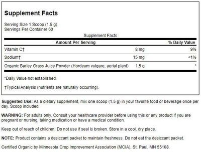 Swanson Certified Organic Barley Grass Juice Powder 3.17 Ounce 90 g Pwdr