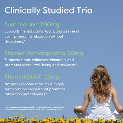Calm AF Advanced Formula 60 Veggie Caps - Clinically Studied Shoden Ashwagandha, Suntheanine L Theanine, PharmaGABA - No Stearates - Vegan - Non GMO - Gluten Free - Ashwagandha &amp; GABA Supplements