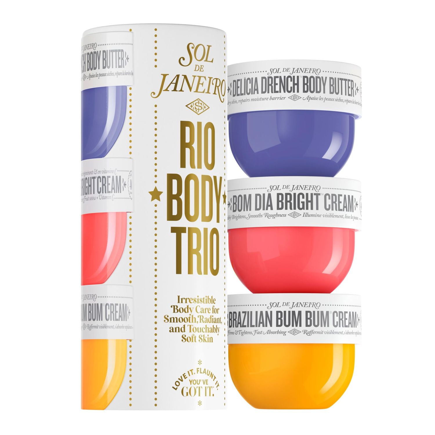 SOL DE JANEIRO Rio Trio Body Cream Discovery Set - Brazilian Bum Bum Cream, Delicia Drench Body Butter, Bom Dia Bright 50 ml - Amazon Exclusive