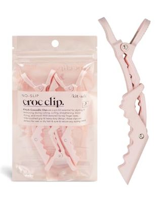 Kitsch Alligator Clips for Hair - Alligator Hair Clips for Styling Sectioning Roller Clips for Hair Rollers &amp; Hair Tools Volume Hair Clips for Makeup Pink Hair Accessories for Women, 3pc Blush