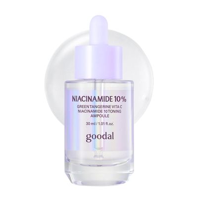 GOODAL Green Tangerine Vita C Niacinamide 10 Toning Ampoule - Facial Serum for Natural Glow, Daily Use, Pore Minimizer for Face, Hydrating, Korean Skincare, K Beauty 30ml1.01 fl.oz.