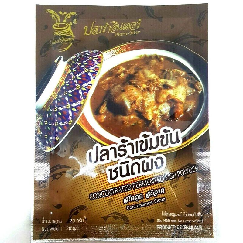 20g. x 3 Packs Pla-ra Best Thai Food Cuisine Ingredient Concentrated Fermented Fish Powder Sauce