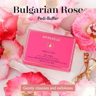 Bulgarian Rose Pedi Buffer - Exfoliating Foot Scrub & Cleanser Softens, Smooths & Hydrates Dry Feet Built-In Body Wash 30 Uses Vegan, Paraben-Free, Cruelty-Free At-Home Pedicure Spa