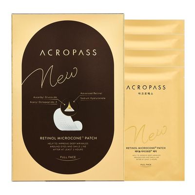 ACROPASS New Retinol Hyaluronic Microcone Patch for Full Face Ultra 3,300 IUg Retinol Anti-Aging Patch for Eye Area, Frown Line, Smile Line Wrinkles 4 pouches