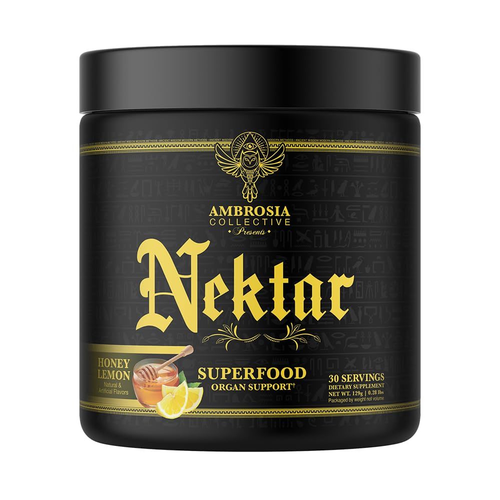 Ambrosia Nektar - Superfood Powder Complete Health Supplement Organ Support - Liver, Kidney Health 30 Servings Honey Lemon