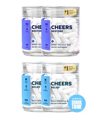Cheers R&amp;R Combo Restore Relief Feel Better After Drinking &amp; Support Your Liver DHM, L-Cysteine, Milk Thistle, Ginger, White Willow Bark, Caffeine, L-Theanine 24 Doses Each Supplements