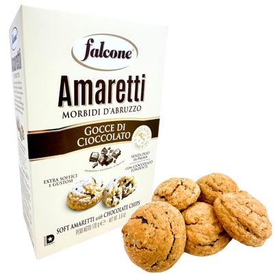 Falcone Soft Chocolate Amaretti Cookies from Italy 5.9 oz. 170g Amaretto Cookies - Macaroons Chocolate - Biscotti - Italian Wedding Cookies - Macaroons - Imported Pastry Biscuits