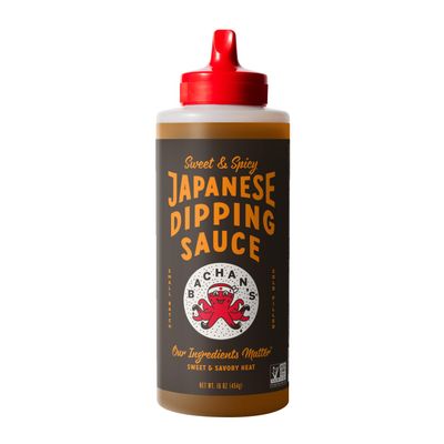 Bachan&#39;s - Japanese Dipping Sauce - Sweet &amp; Spicy, 16 Oz, Small Batch, Non GMO, No Preservatives, No Nut, No Dairy, Vegan and BPA free. Dipping Sauce for Wings, Chicken, Steak, Appetizers and more