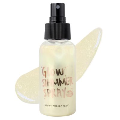 Body Glitter Spray, Body Shimmer Spray Quick Drying Body Glow Shimmer Long-Lasting Shiny Glitter Spray for Black Women Men for Party, Concert 2.6 Fl Oz. Light Green