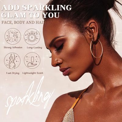 Body Glitter Spray, Body Shimmer Spray Quick Drying Body Glow Shimmer Long-Lasting Shiny Glitter Spray for Black Women Men for Party, Concert 2.6 Fl Oz. Light Green