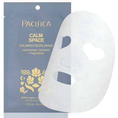 Pacifica Sheet Face Mask - Calm Space - Calming Facial Mask - Niacinamide &amp; Turmeric Soothing Face Mask for Irritated Skin Clean Beauty Vegan &amp; Cruelty-Free Dermatologist Tested