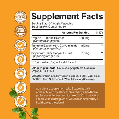 Turmeric Curcumin with Black Pepper Extract - Joint Health Turmeric Supplement with 95 Curcuminoids - Daily Joint Support Supplement Curcumin Bioperine for Enhanced Absorption