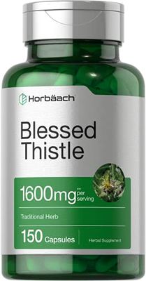 Horbaach Blessed Thistle Capsules 1600 mg 150 Count Max Potency Non-GMO, Gluten Free Herb Supplement