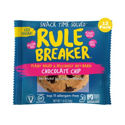 Rule Breaker Snacks Vegan Gluten Free Chocolate Chip Blondie Cookies Plant-Based, Dairy, Nut, Soy, Allergen Free, Kosher Soft-Baked, Great for lunchboxes Snacks for Kids and Adults Pack of 12